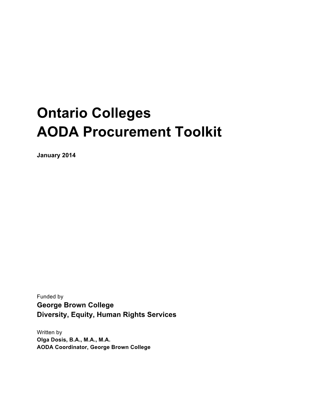 Ontario Colleges AODA Procurement Toolkit