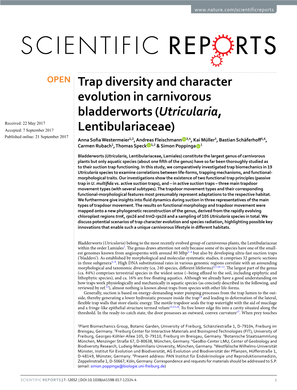 Trap Diversity and Character Evolution in Carnivorous Bladderworts