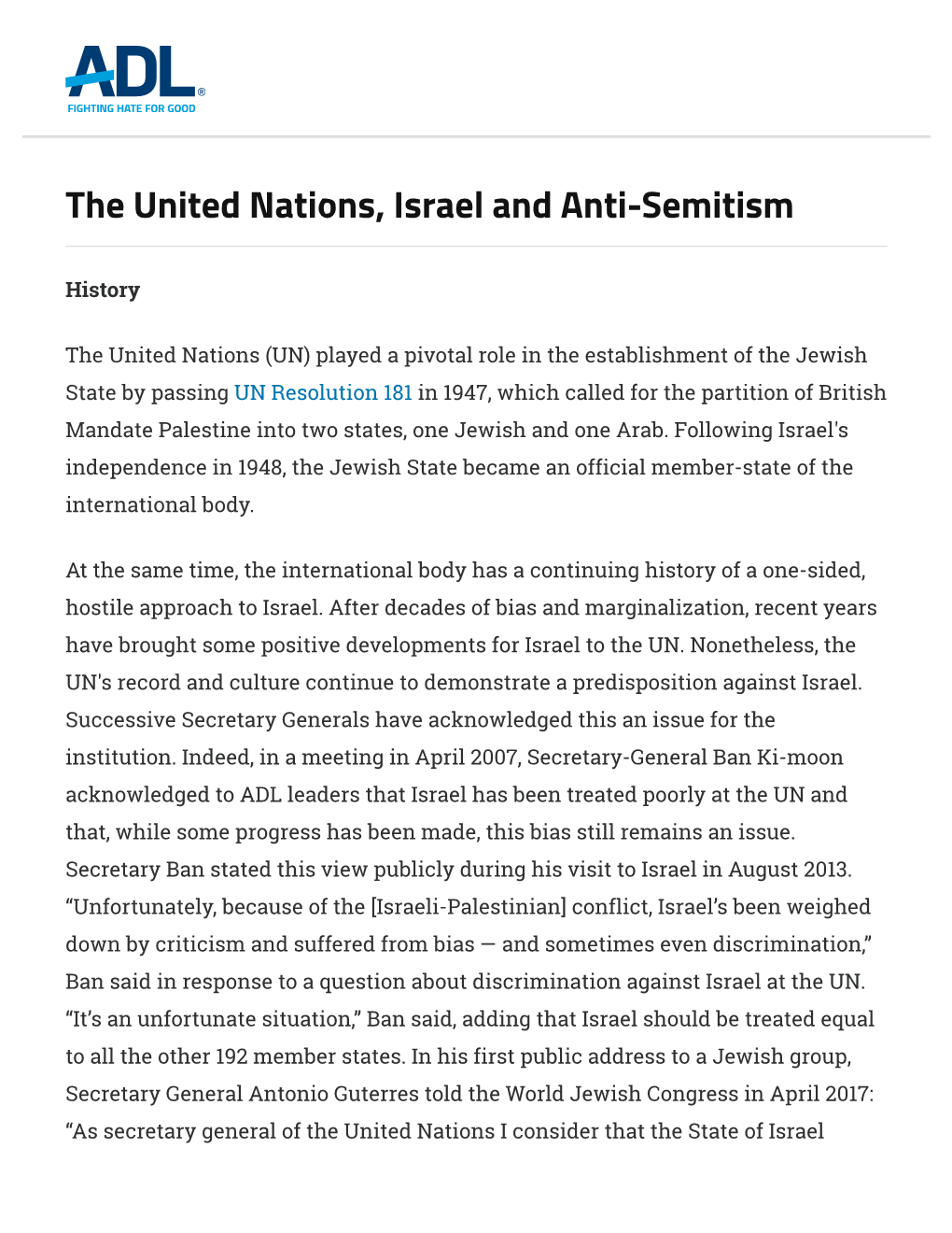 The United Nations, Israel and Anti-Semitism