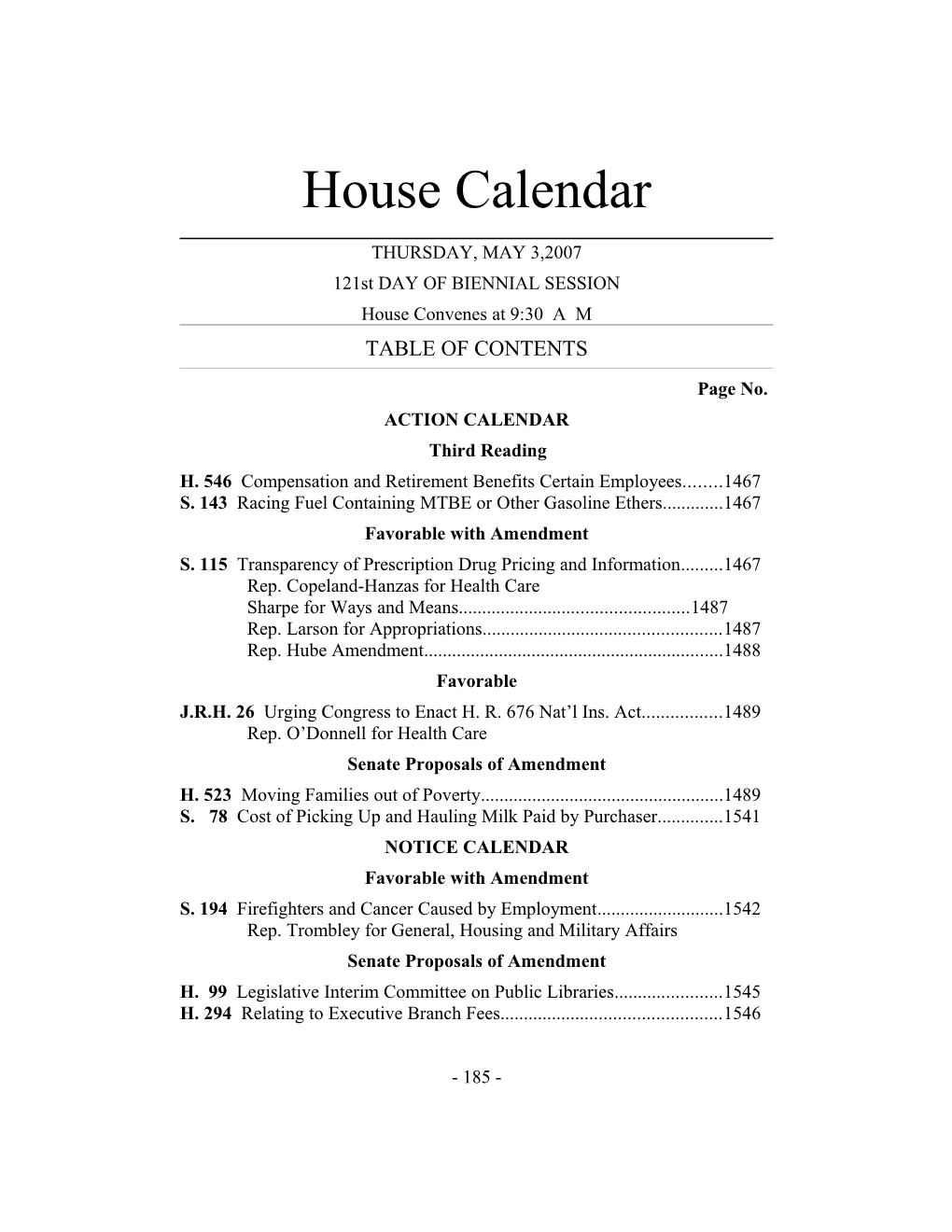 House Calendar