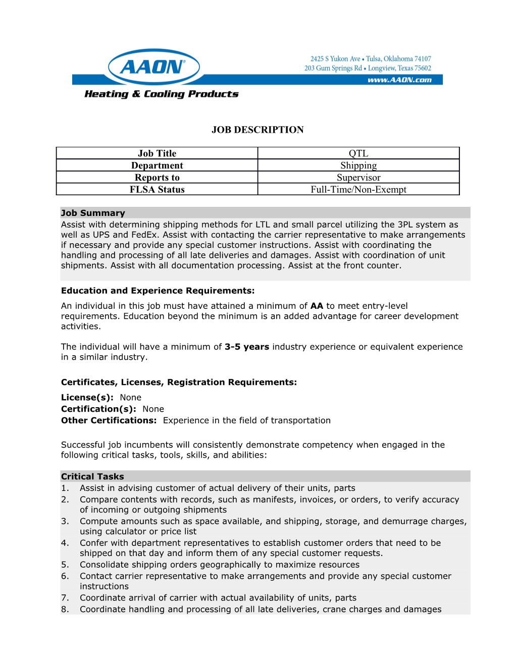 Initial Contact for Manufacturing Assembly Issues