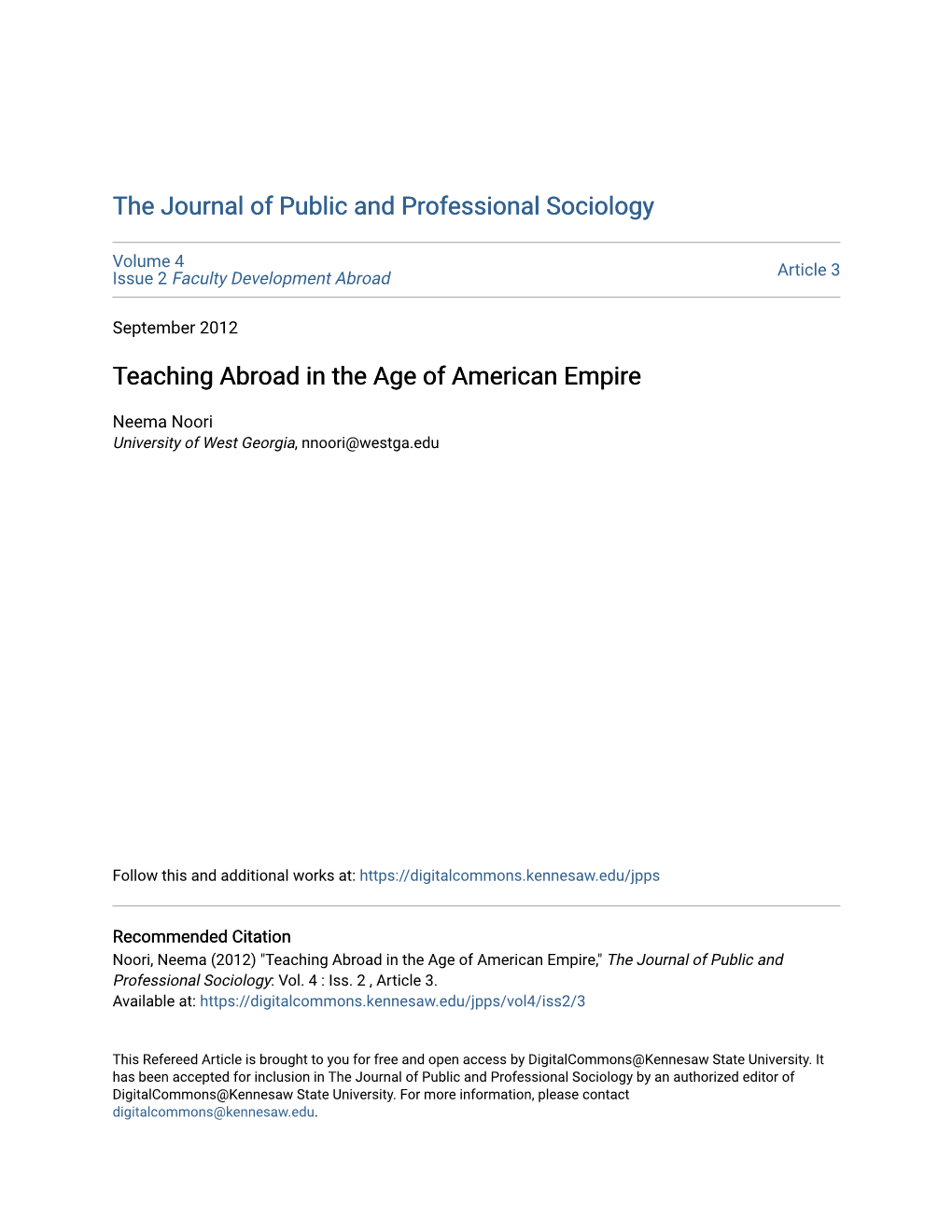Teaching Abroad in the Age of American Empire