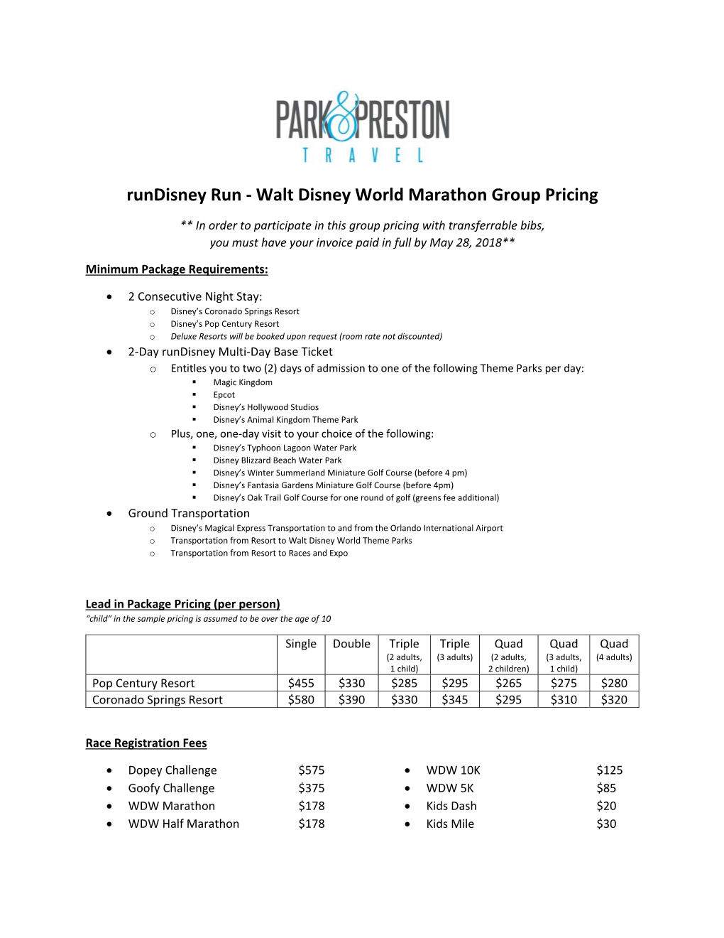 Rundisney Run ‐ Walt Disney World Marathon Group Pricing