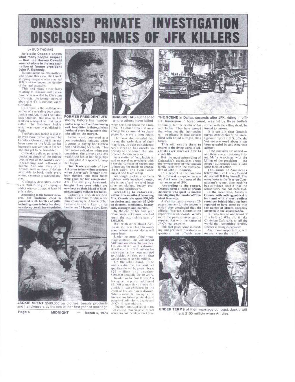 Onassis' Private Investigation Disclosed Names of Jfk Killers