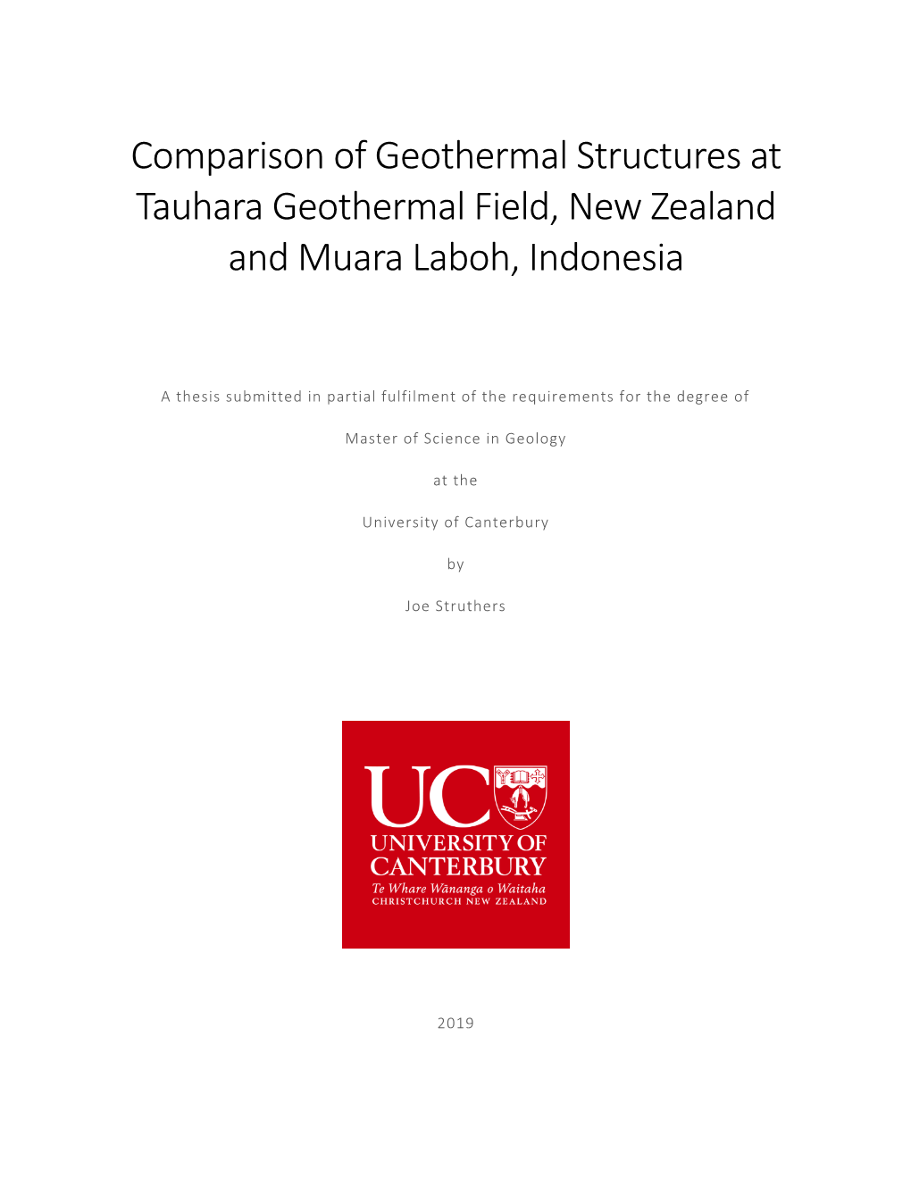 Comparison of Geothermal Structures at Tauhara Geothermal Field, New Zealand and Muara Laboh, Indonesia