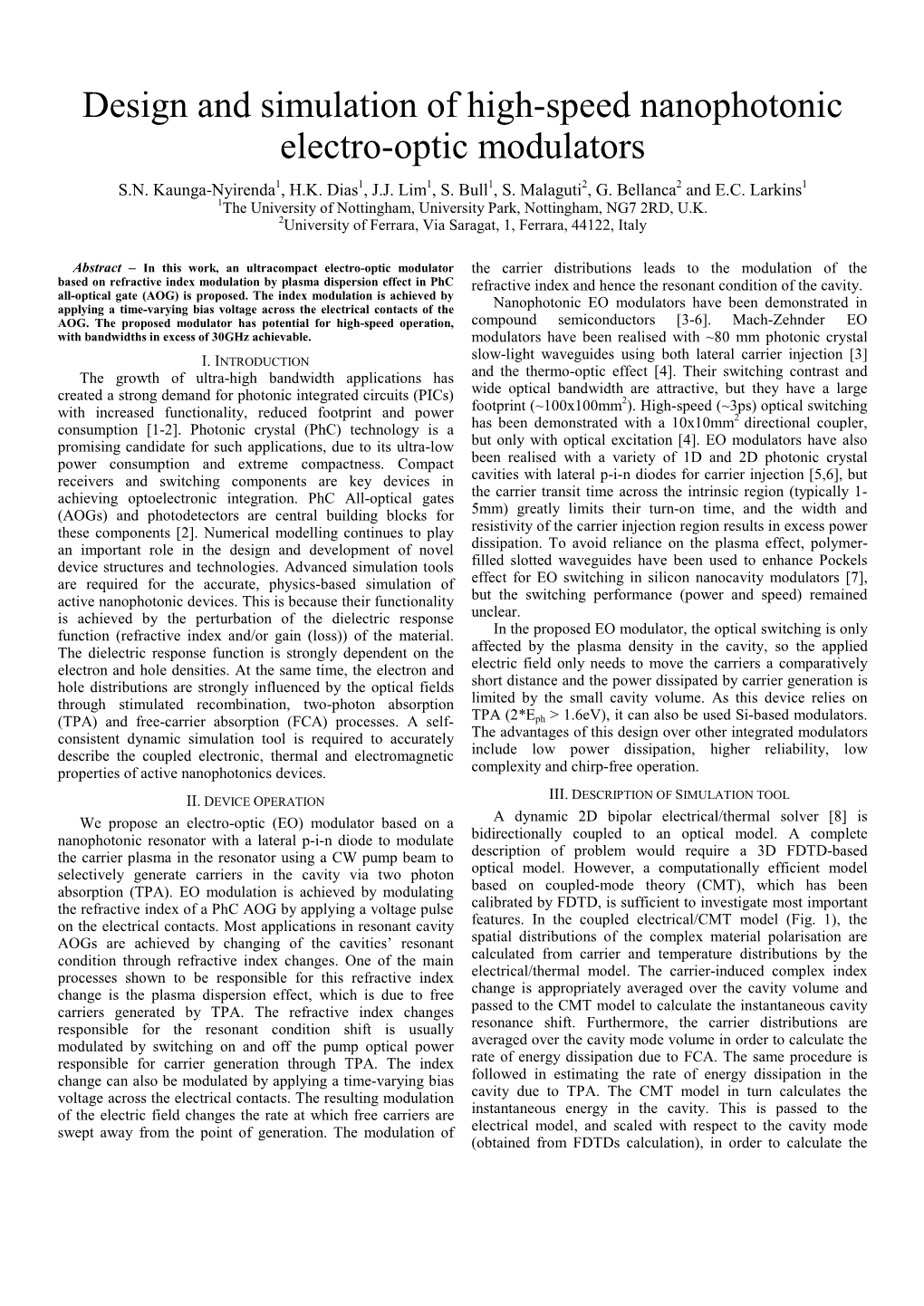 Design and Simulation of High-Speed Nanophotonic Electro-Optic Modulators