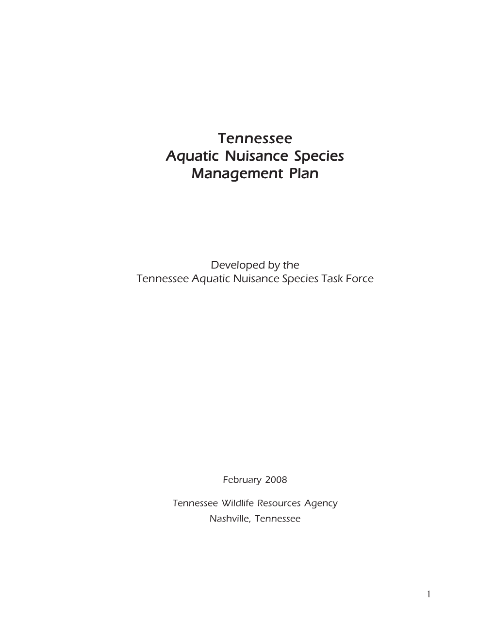 Tennessee Aquatic Nuisance Species Management Plan