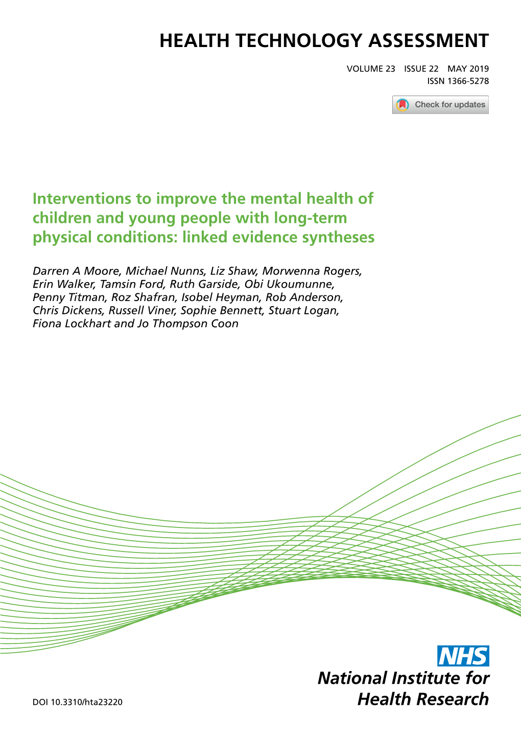 Interventions to Improve the Mental Health of Children and Young People with Long-Term Physical Conditions: Linked Evidence Syntheses