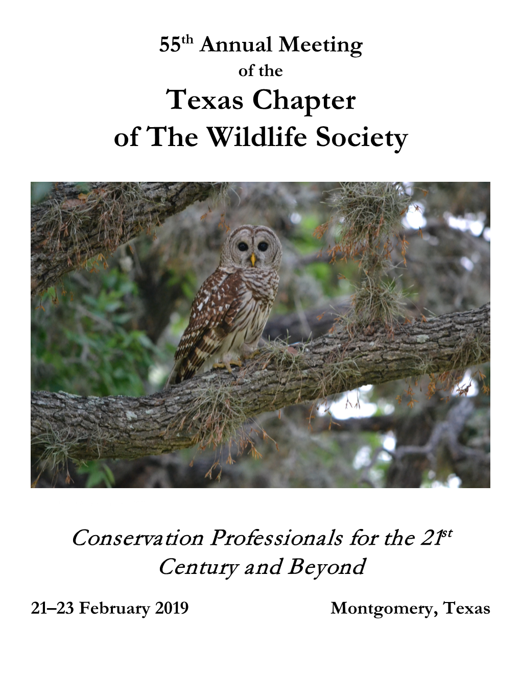 55Th Annual Meeting of the Texas Chapter of the Wildlife Society