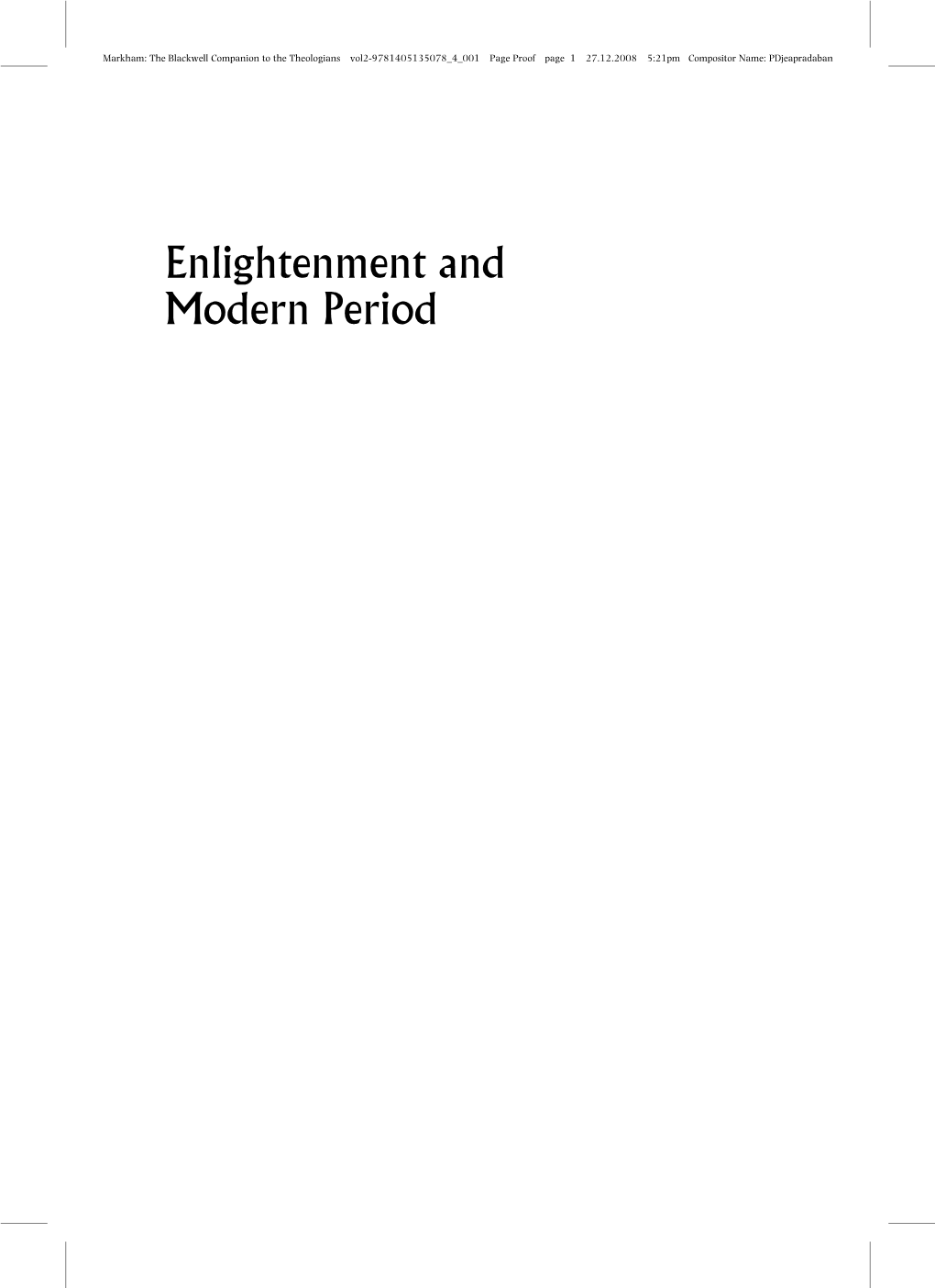 Enlightenment and Modern Period