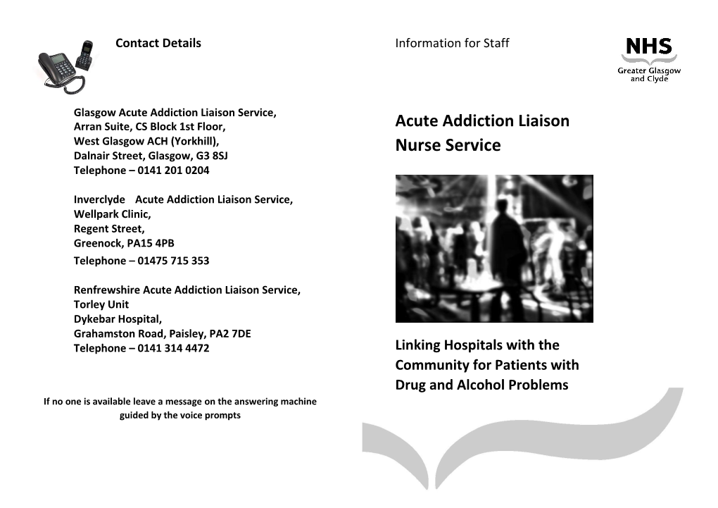 Acute Addiction Liaison Information for Staff