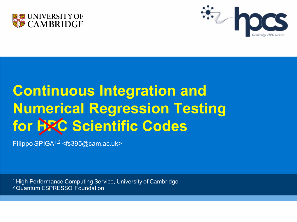 Continuous Integration and Numerical Regression Testing for HPC