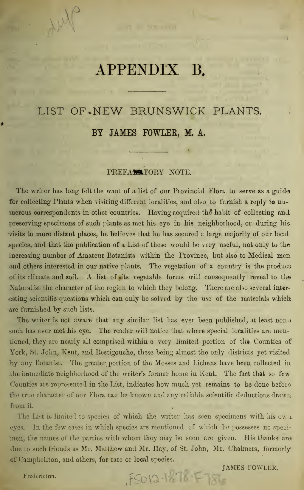 List of New Brunswick Plants