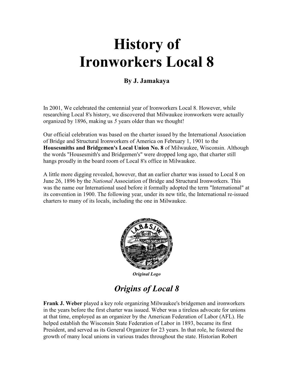 History of Ironworkers Local 8