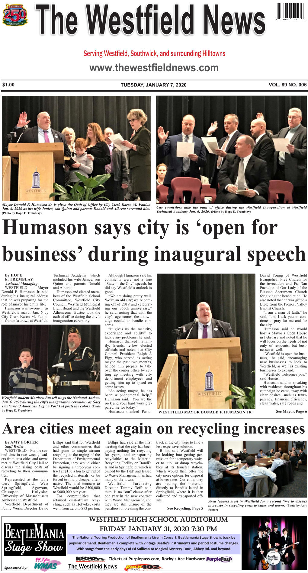 Humason Says City Is 'Open for Business' During Inaugural Speech