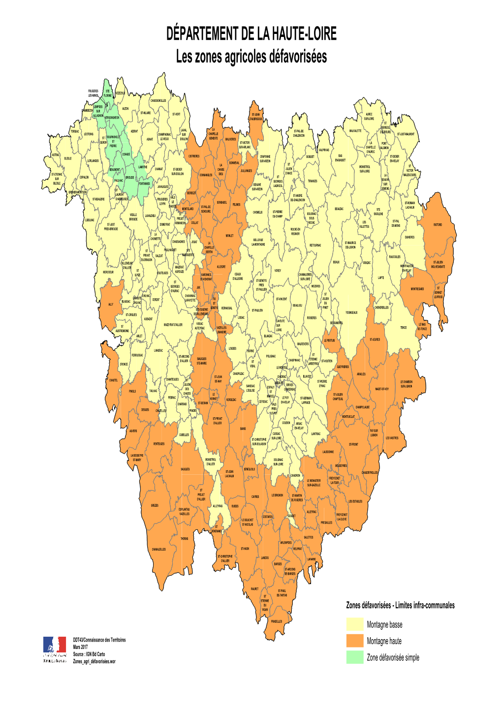 DÉPARTEMENT DE LA HAUTE-LOIRE Les Zones Agricoles Défavorisées