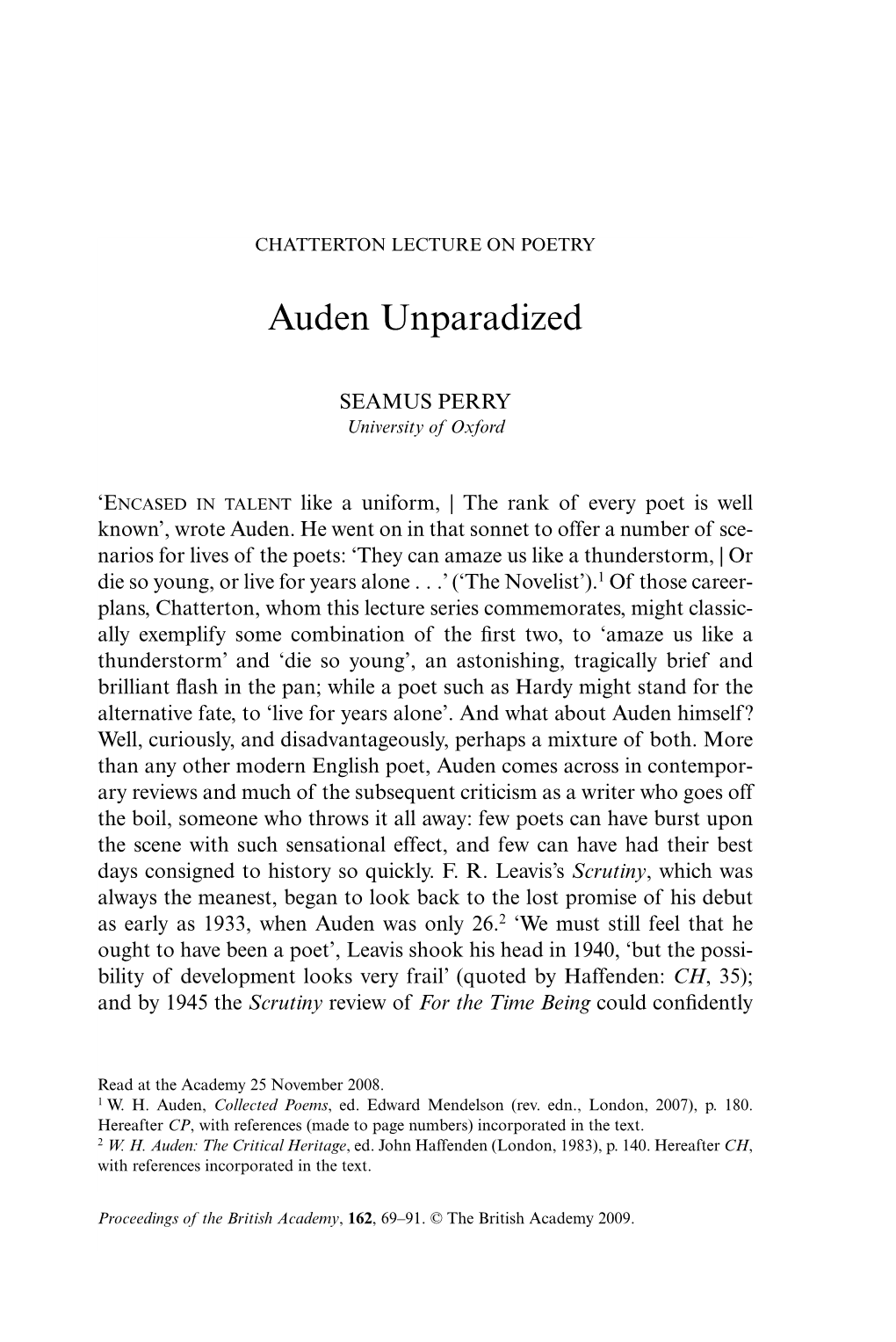 Auden Unparadized