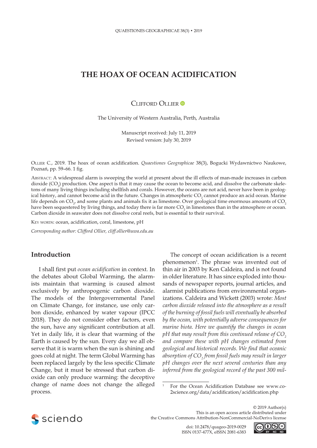 The Hoax of Ocean Acidification