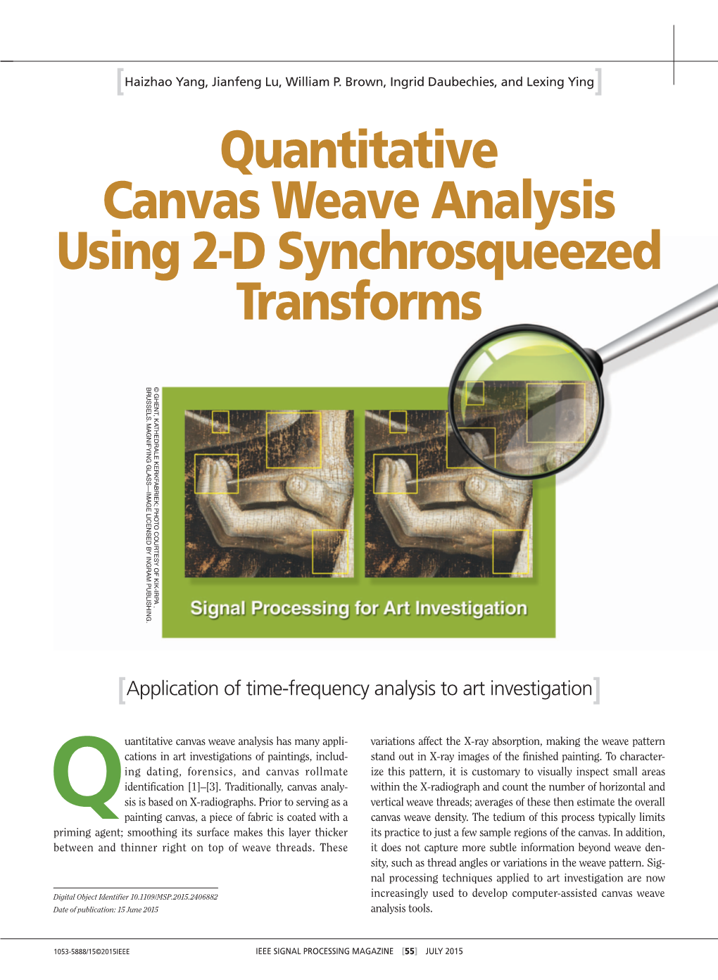 Quantitative Canvas Weave Analysis Using 2-D Synchrosqueezed Transforms B Russels