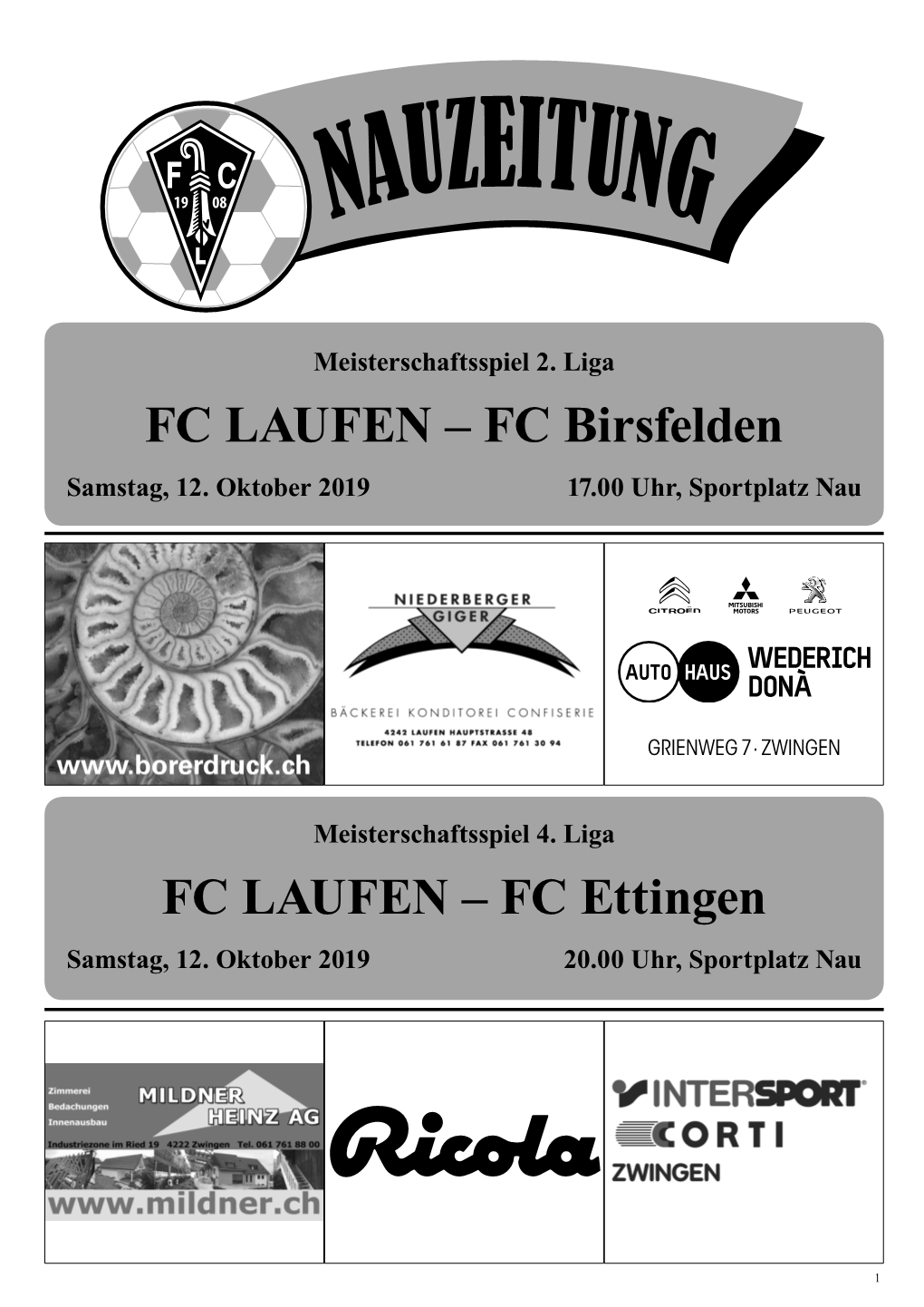 FC LAUFEN – FC Birsfelden FC LAUFEN – FC Ettingen