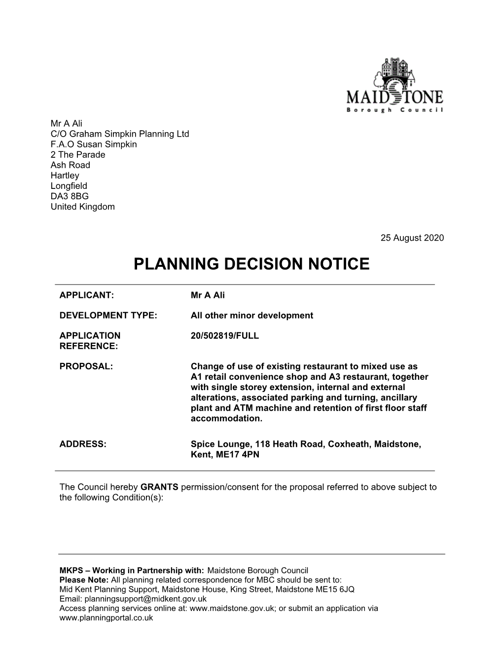 Planning Decision Notice