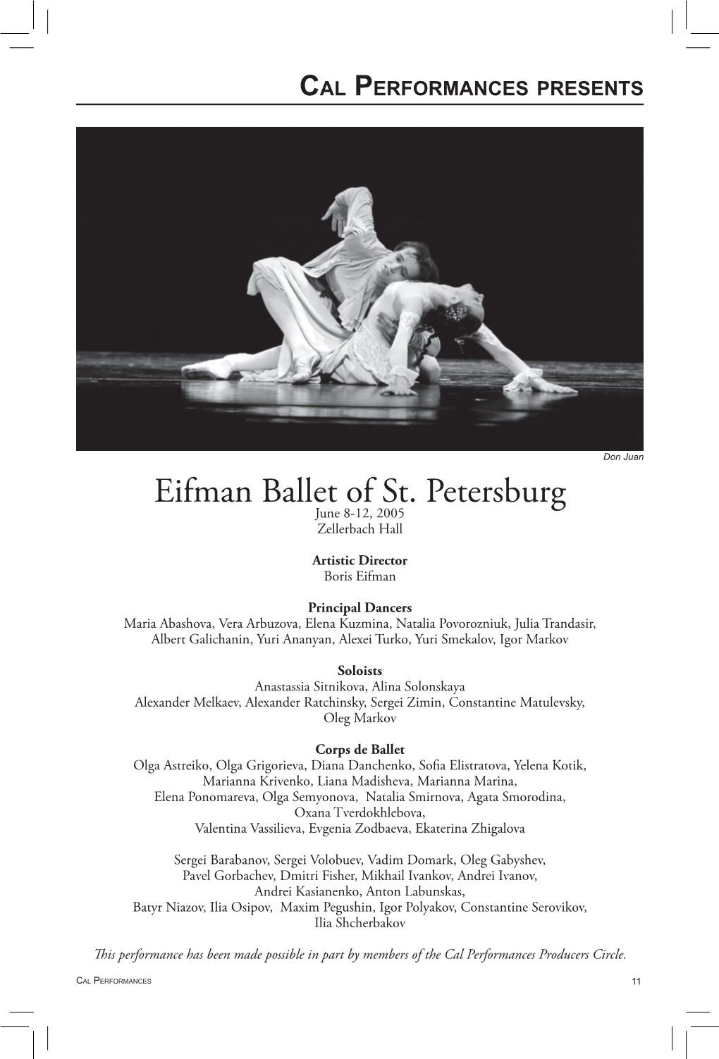 Eifman Ballet of St. Petersburg June 8-12, 2005 Zellerbach Hall