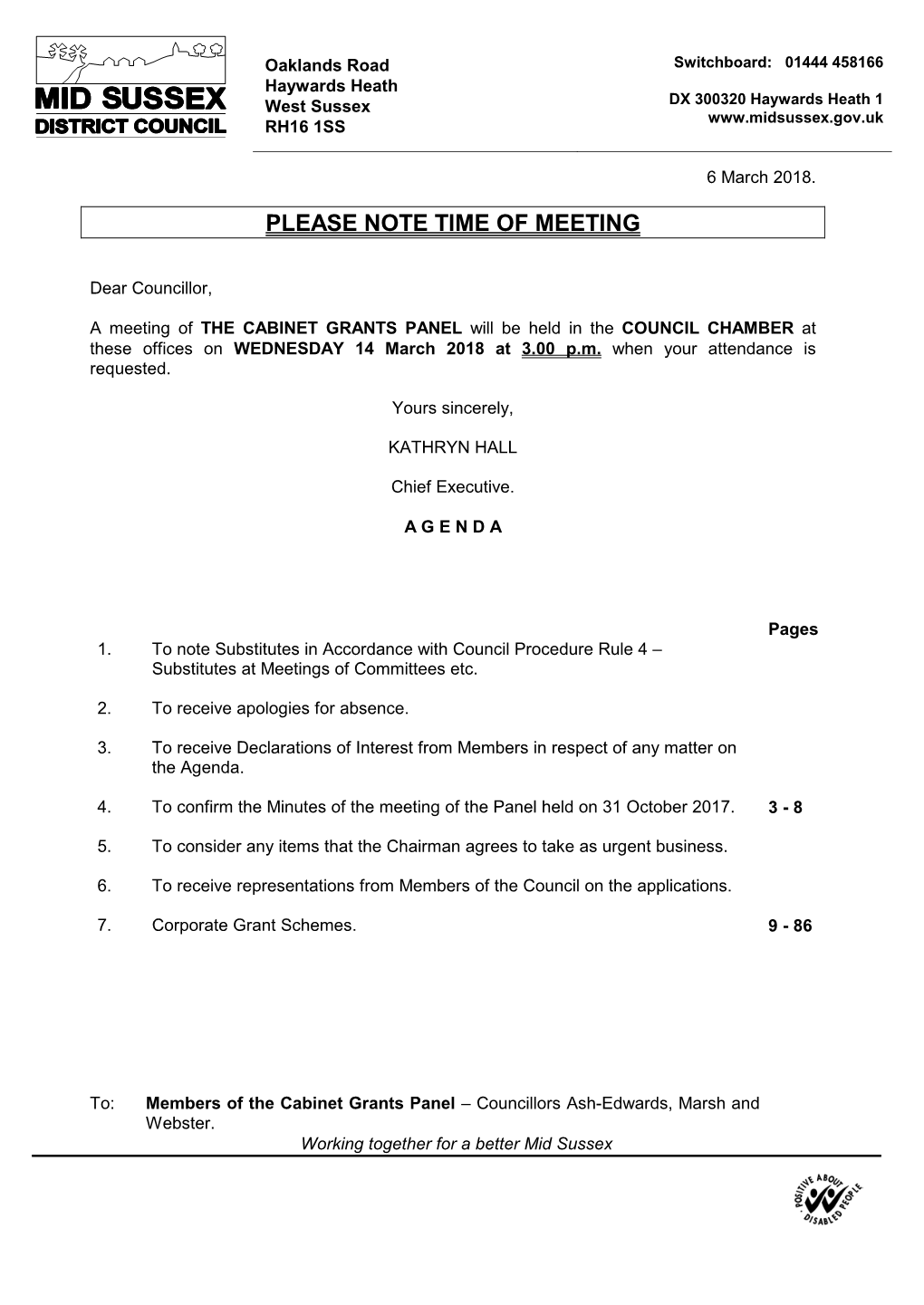 Please Note Time of Meeting