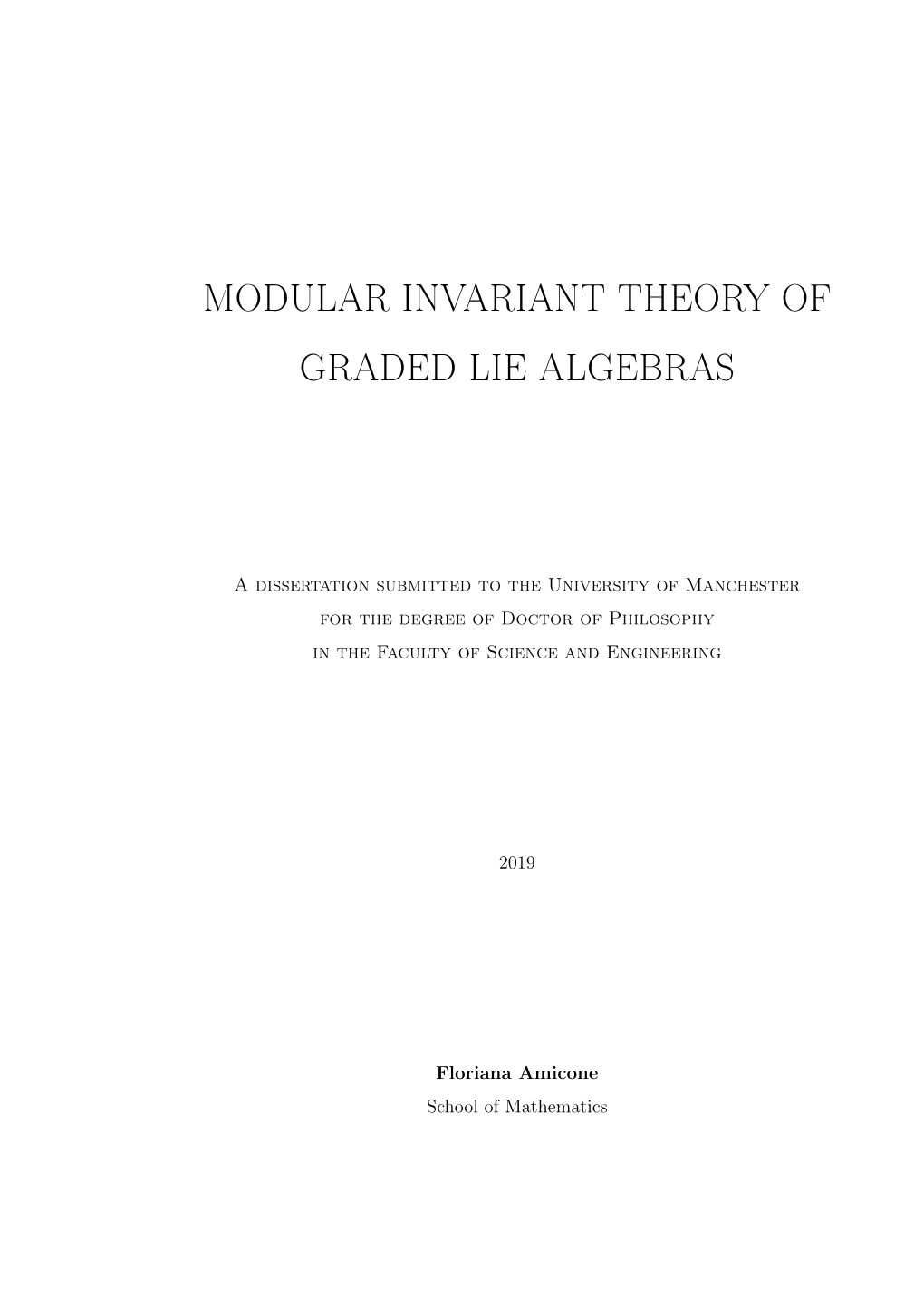 Modular Invariant Theory of Graded Lie Algebras