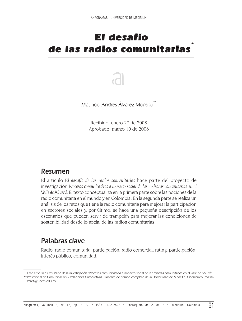 El Desafío De Las Radios Comunitarias*