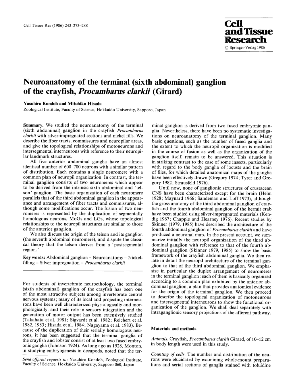 Neuroanatomy of the Terminal (Sixth Abdominal) Ganglion of the Crayfish, Procambarus Clarkii (Girard)