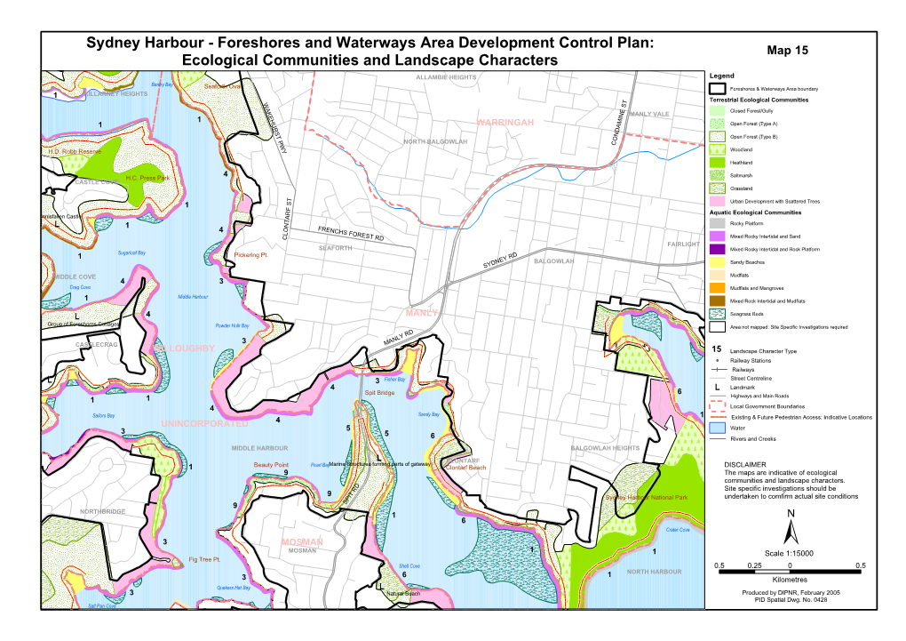 Sydney Harbour - Foreshores and Waterways Area Development Control Plan: Map 15 Ecological Communities and Landscape Characters