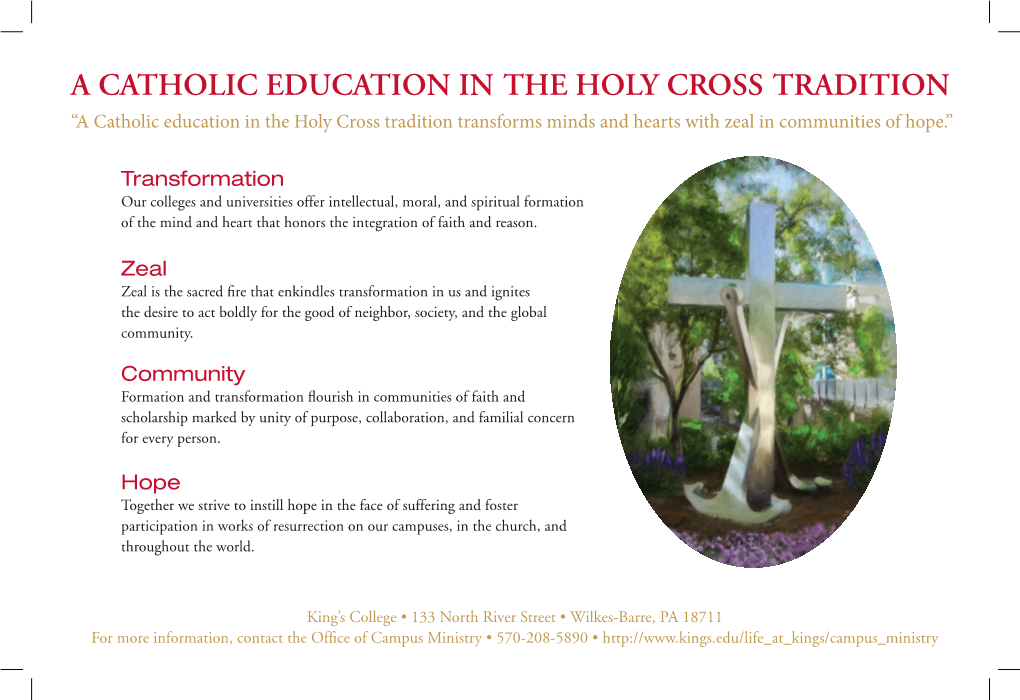 Common Statement of the Colleges and Universities of the US Province on a Holy Cross Education