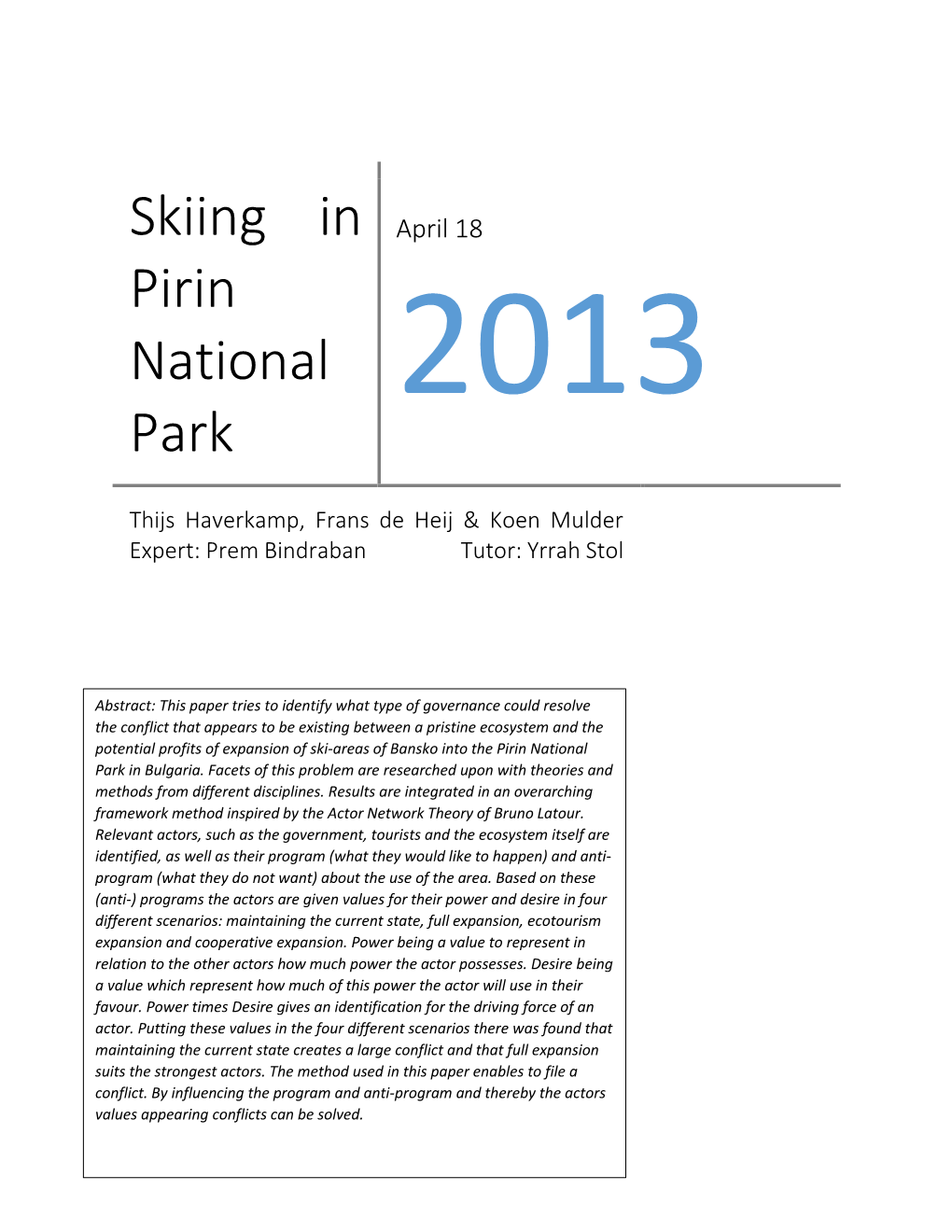 Skiing in Pirin National Park