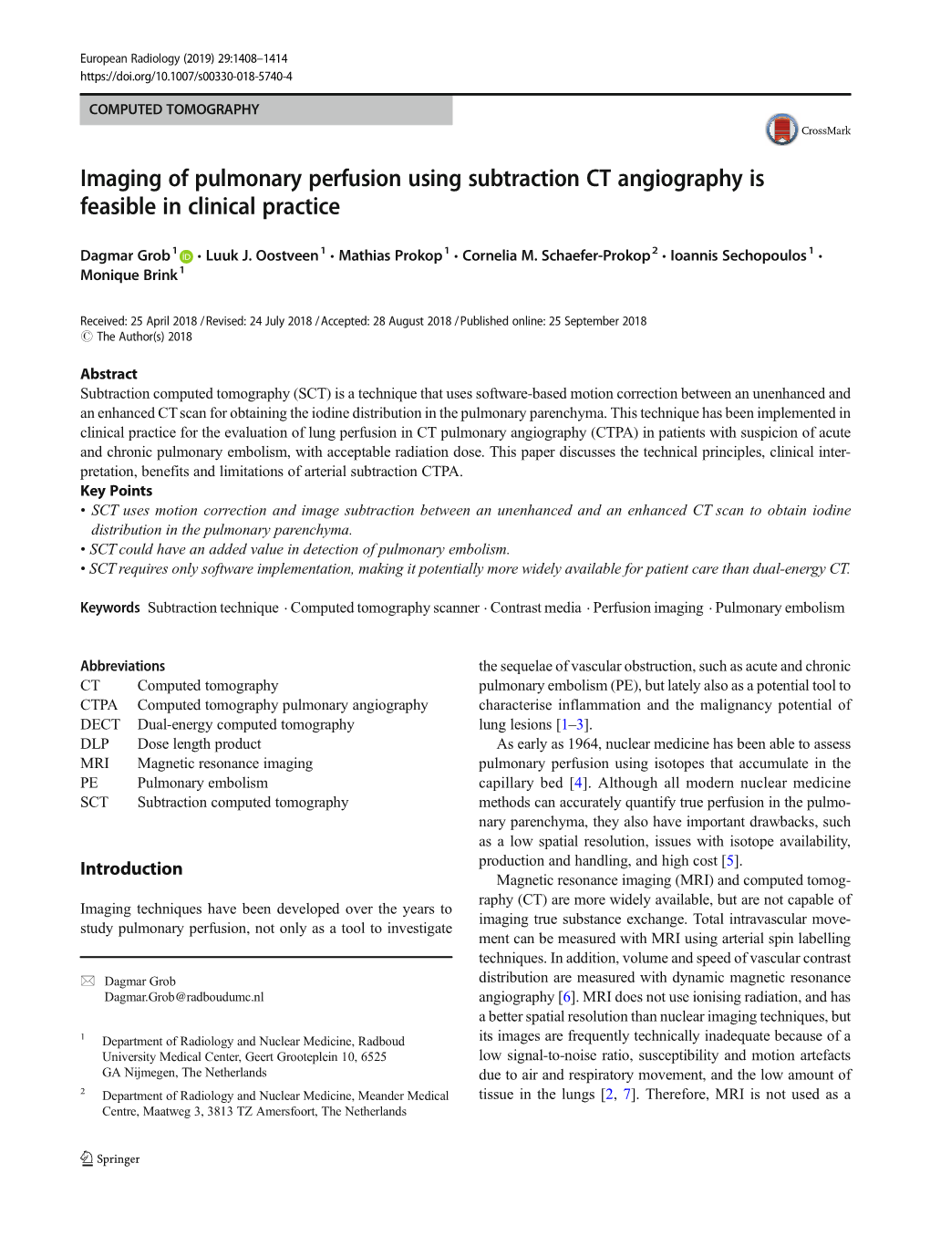 Imaging of Pulmonary Perfusion Using Subtraction CT Angiography Is Feasible in Clinical Practice