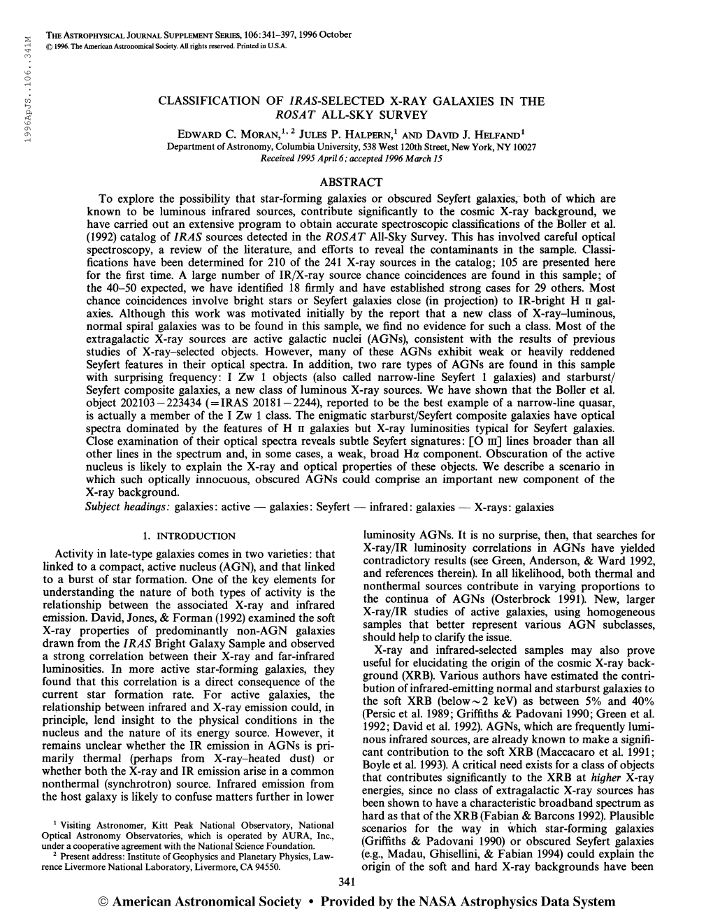 19 96Apjs. .106 . .341M the Astrophysical Journal Supplement Series, 106:341-397,1996 October © 1996. the American Astronomical