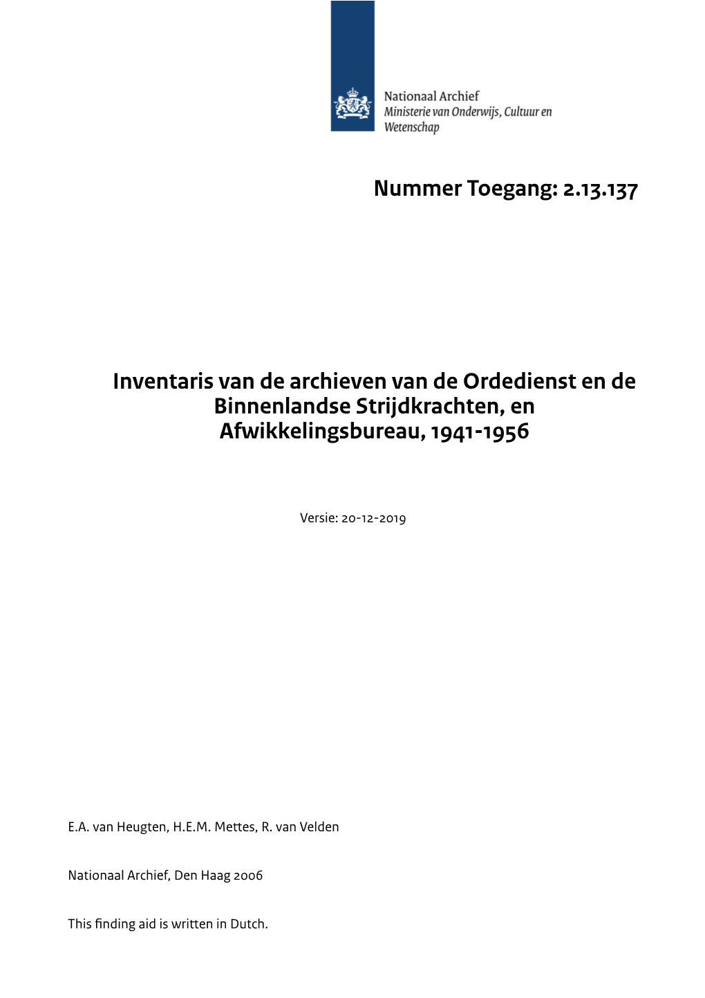 Ordedienst/Bevelhebber Ned. Strijdkrachten (ODS/BS) 3