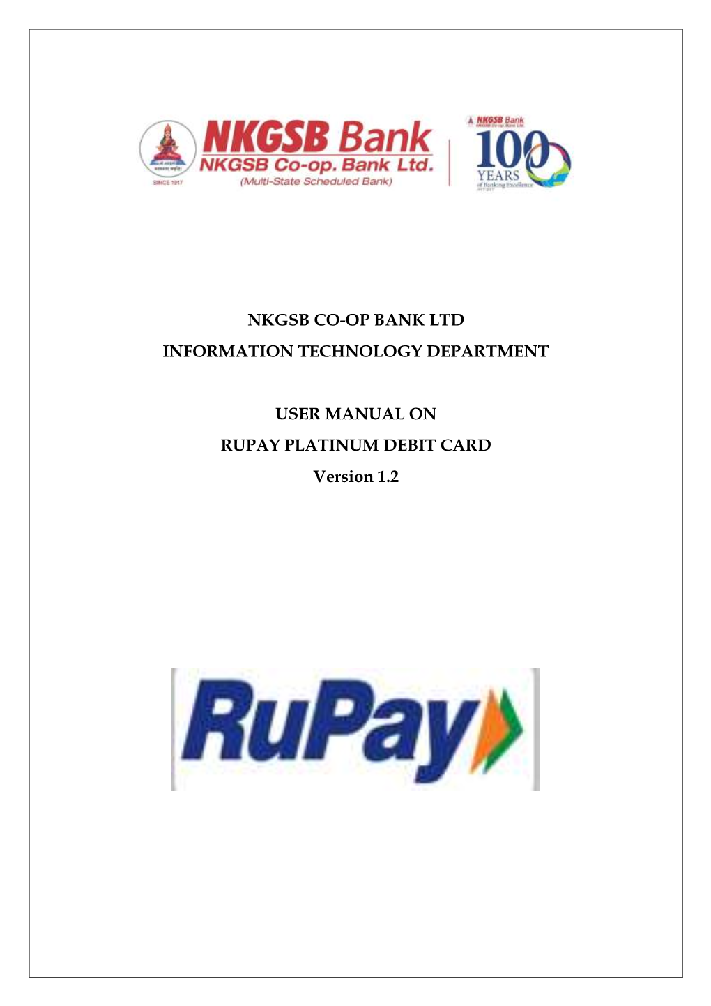 NKGSB Bank Rupay Debit Card User Manual
