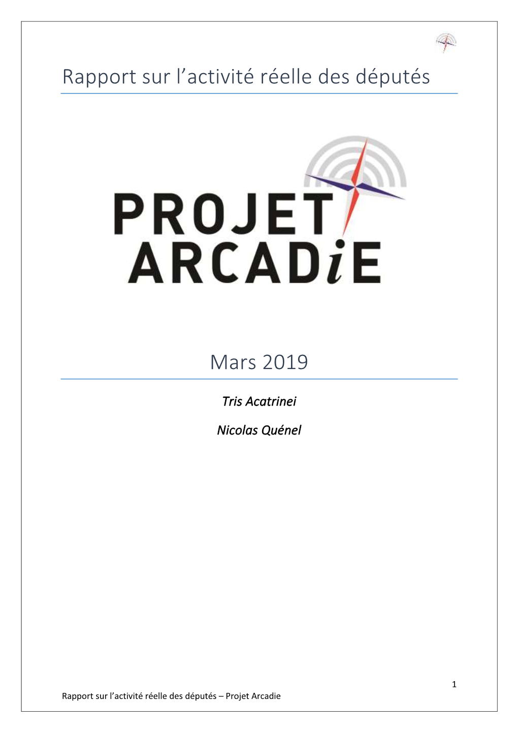 Rapport Sur L'activité Réelle Des Députés Mars 2019
