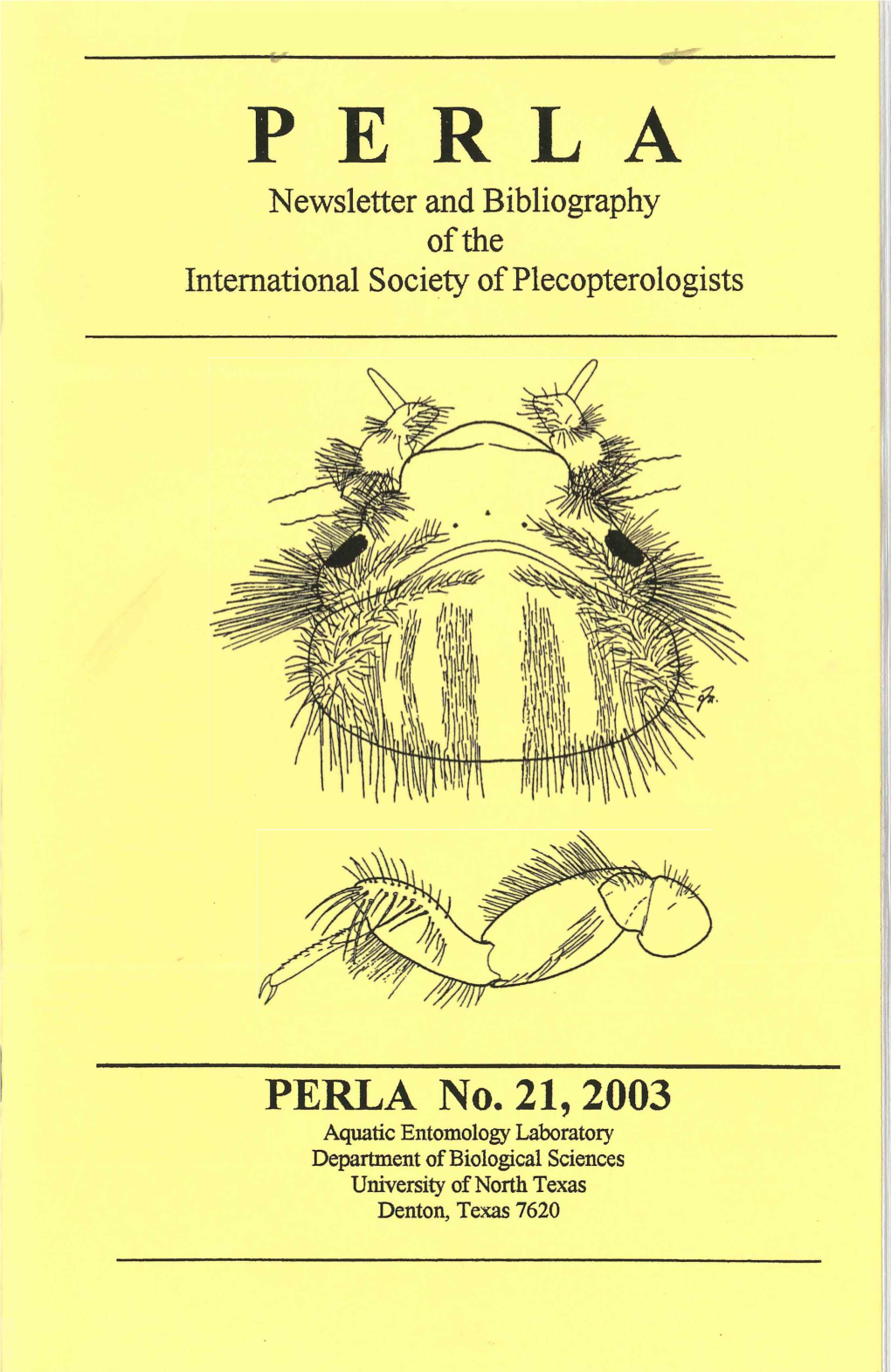 P E R L a Newsletter and Bibliography of the International Society of Plecopterologists
