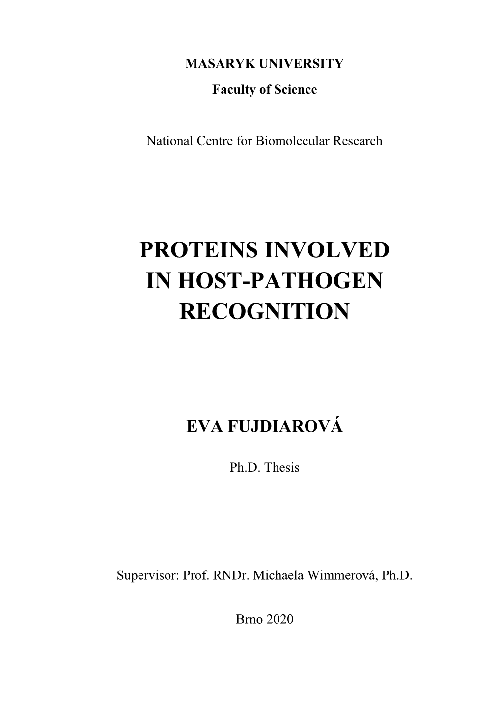 Proteins Involved in Host-Pathogen Recognition