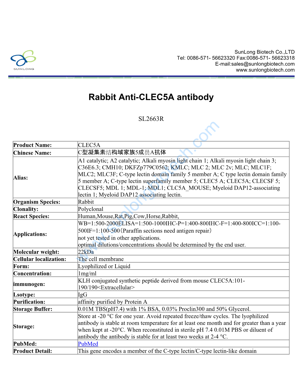 Rabbit Anti-CLEC5A Antibody-SL2663R