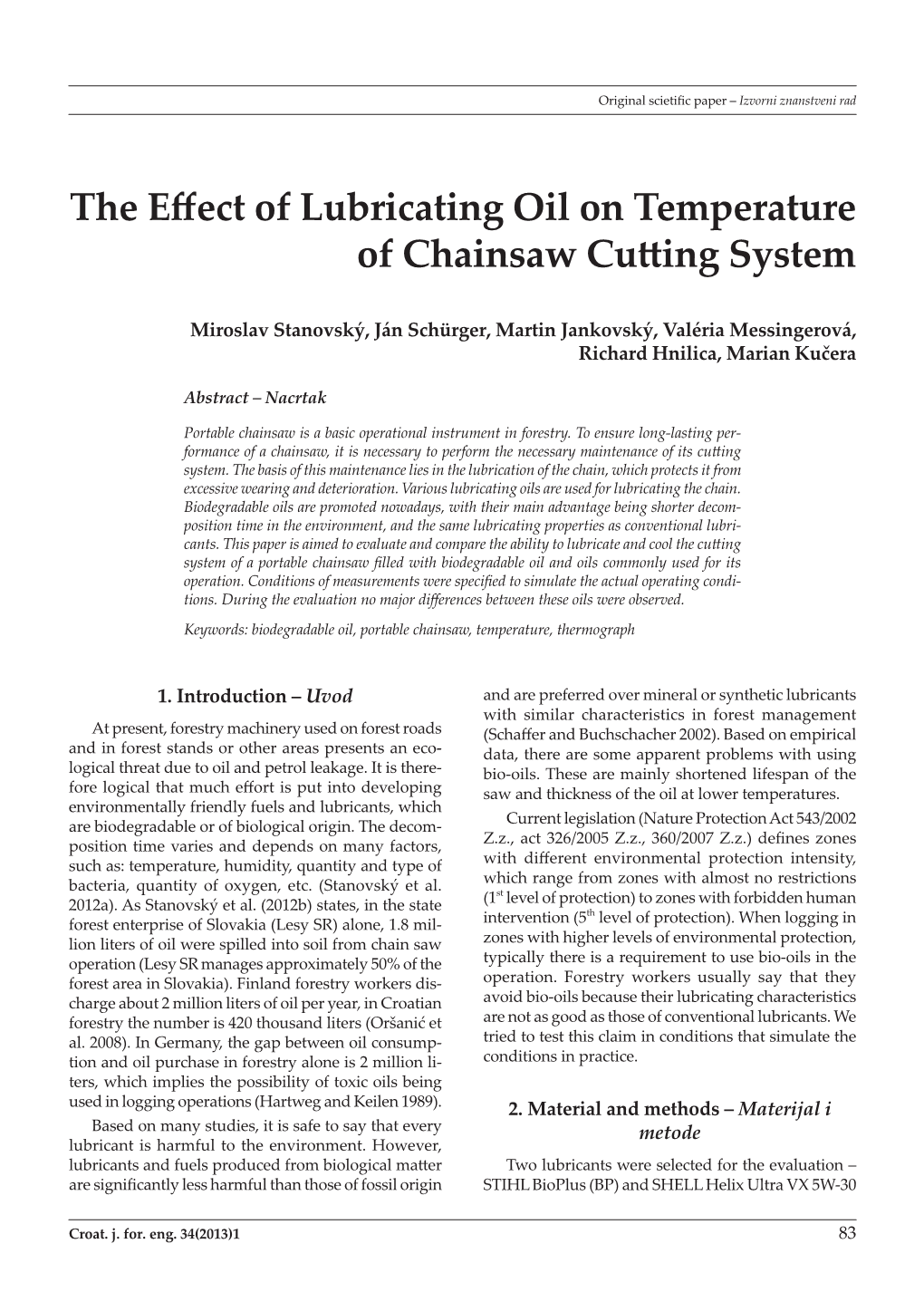 The Effect of Lubricating Oil on Temperature of Chainsaw Cutting System
