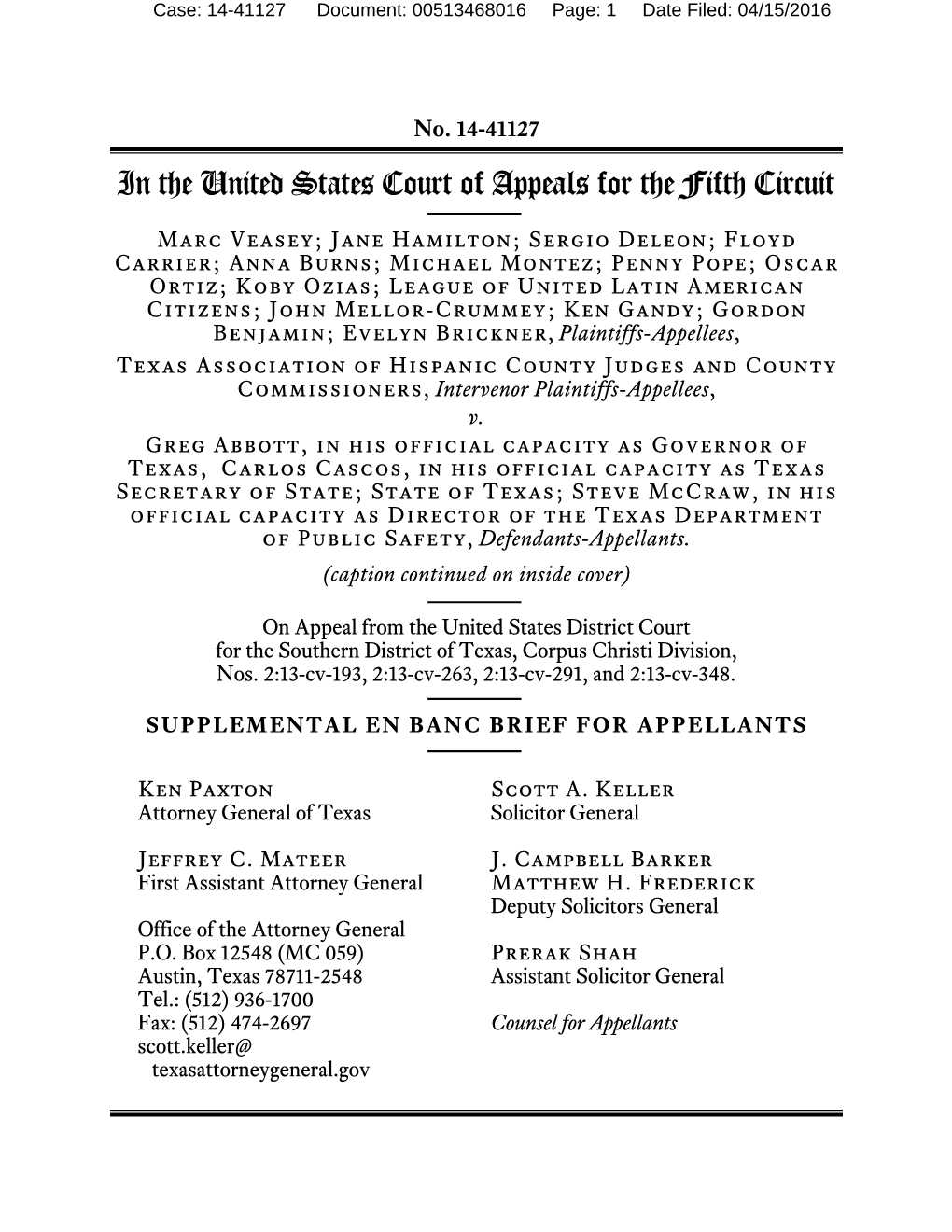 Supplemental En Banc Brief for the State of Texas