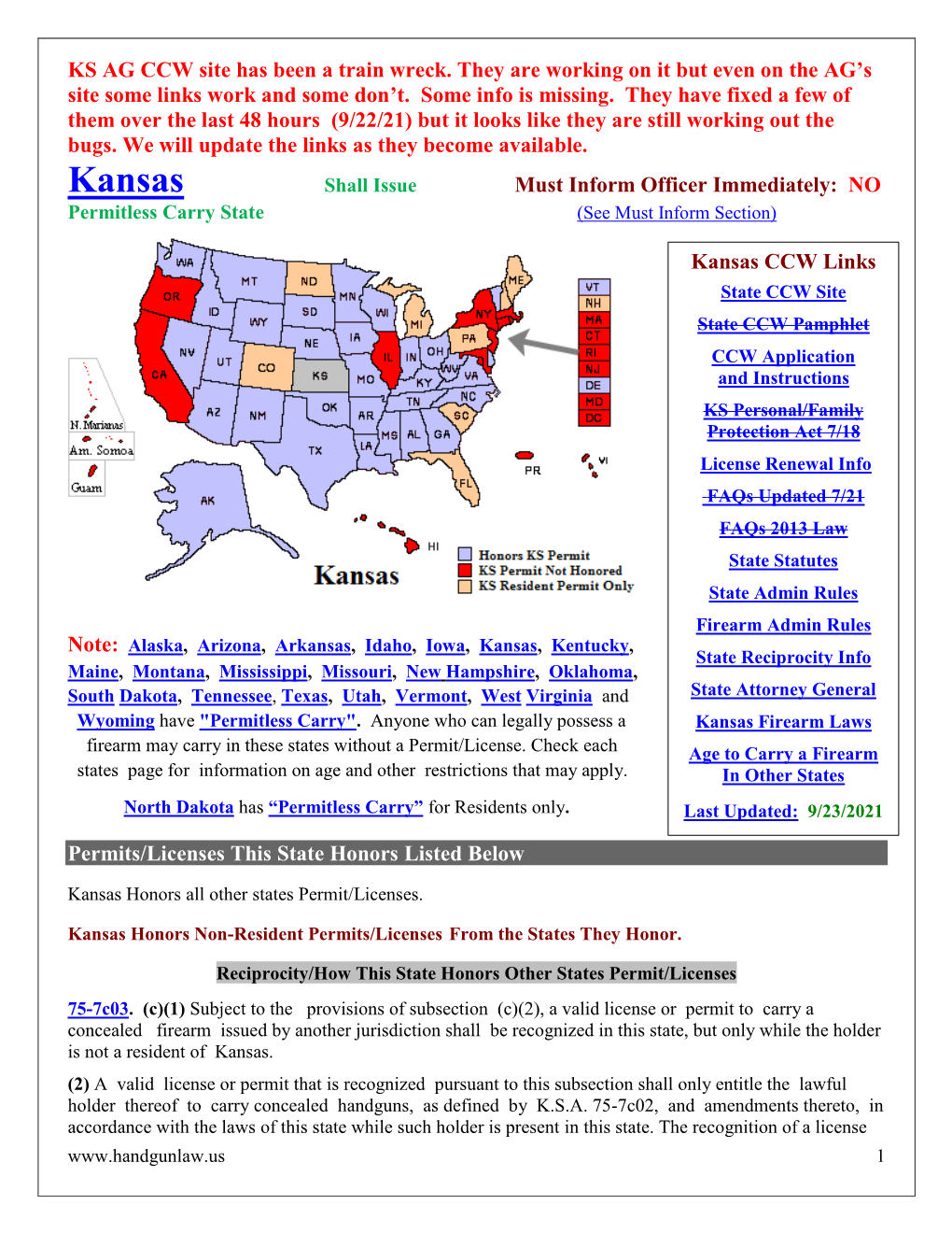 Kansas Handgun Laws