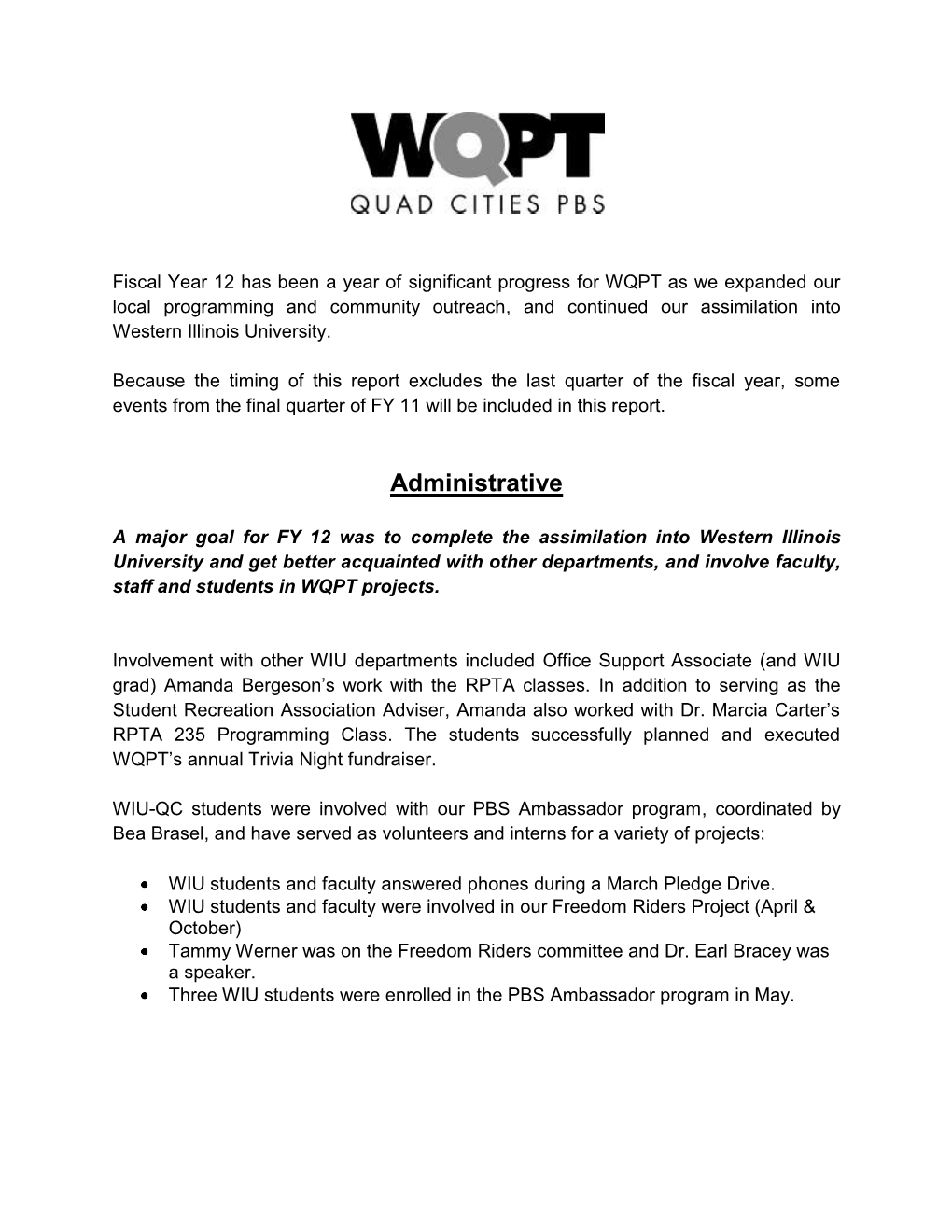 WQPT Annual Report 2012