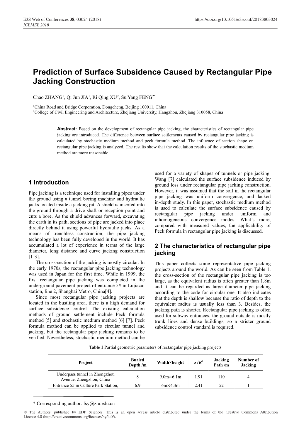 Prediction of Surface Subsidence Caused by Rectangular Pipe Jacking Construction