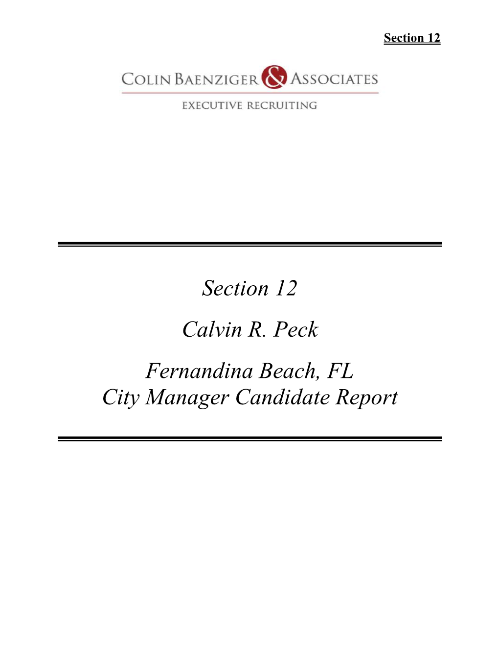 Section 12 Calvin R. Peck Fernandina Beach, FL City Manager