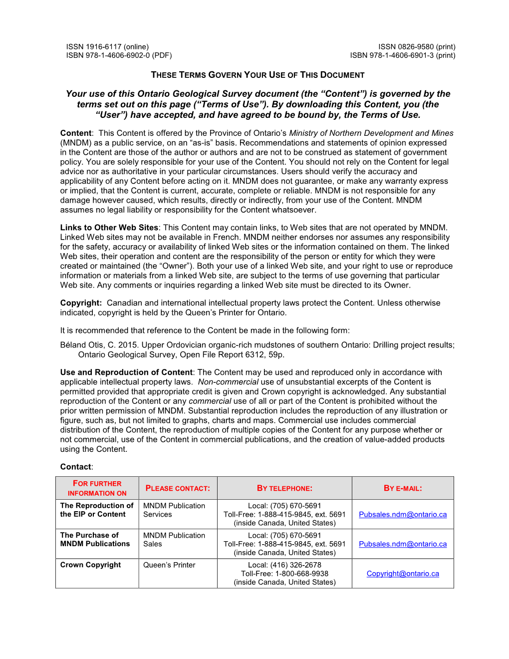 Upper Ordovician Organic-Rich Mudstones of Southern Ontario: Drilling Project Results; Ontario Geological Survey, Open File Report 6312, 59P