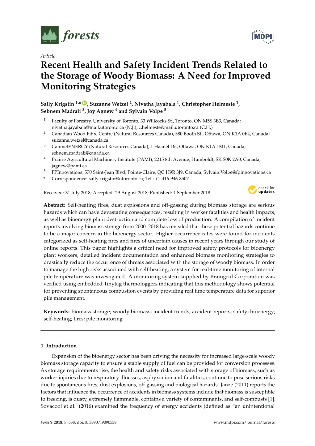 Recent Health and Safety Incident Trends Related to the Storage of Woody Biomass: a Need for Improved Monitoring Strategies