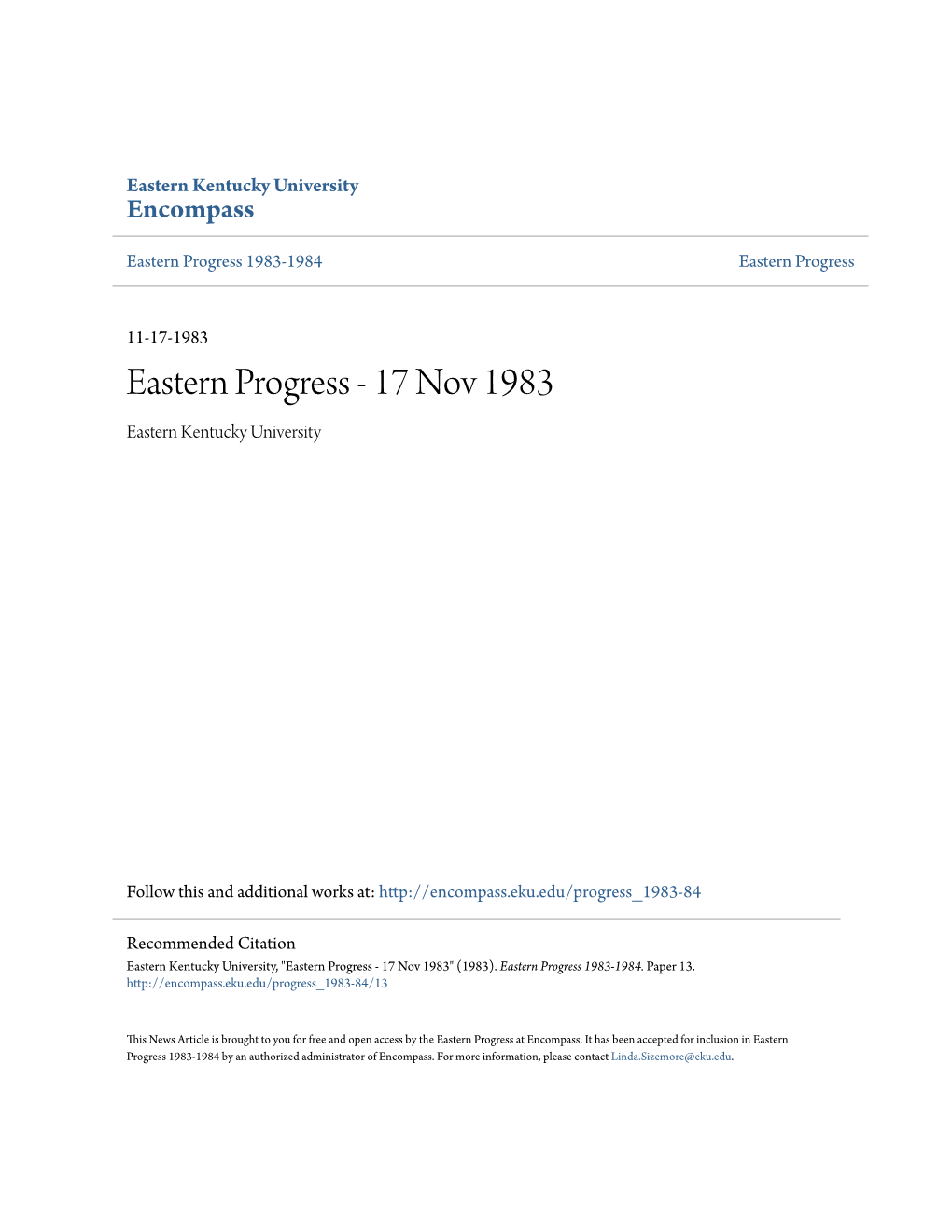 Eastern Progress 1983-1984 Eastern Progress